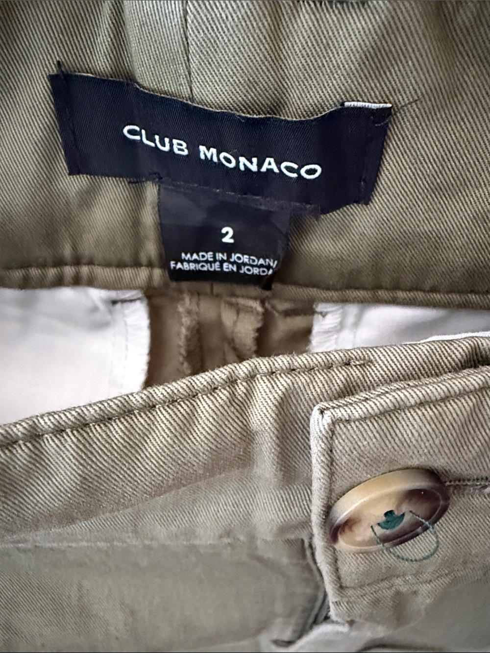Club Monaco Women’s Chinos in Olive-Tan